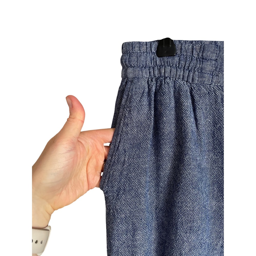 Old Navy Blue Linen Wide Leg Pull On Pants Medium Coastal Euro Summer Capsule - Picture 3 of 7
